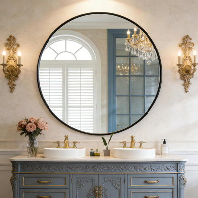 Tempered Glass and Aluminum Alloy Framed Decorative Wall Mirror