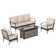 5-Person Outdoor Patio Conversation Set With Fire Pit Table 