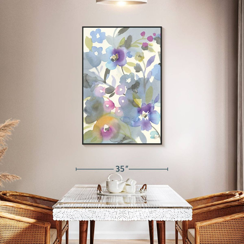 Floral Jewel Garden II, 31 po x 46 po, Cadre flottant noir