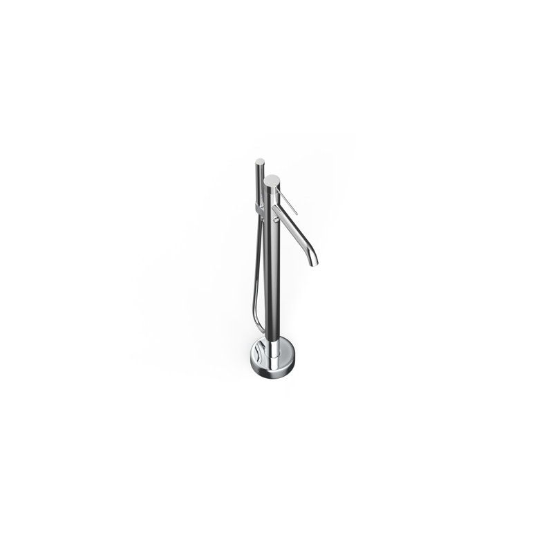 Robinet de baignoire autoportant avec douche à main 31,26 po Badeloft AT-04-PC en chrome poli, Chrome poli