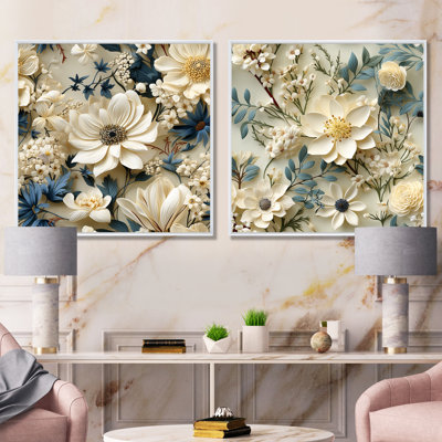 Cathrine - ensemble de 2 reproductions d'art sur toile florales