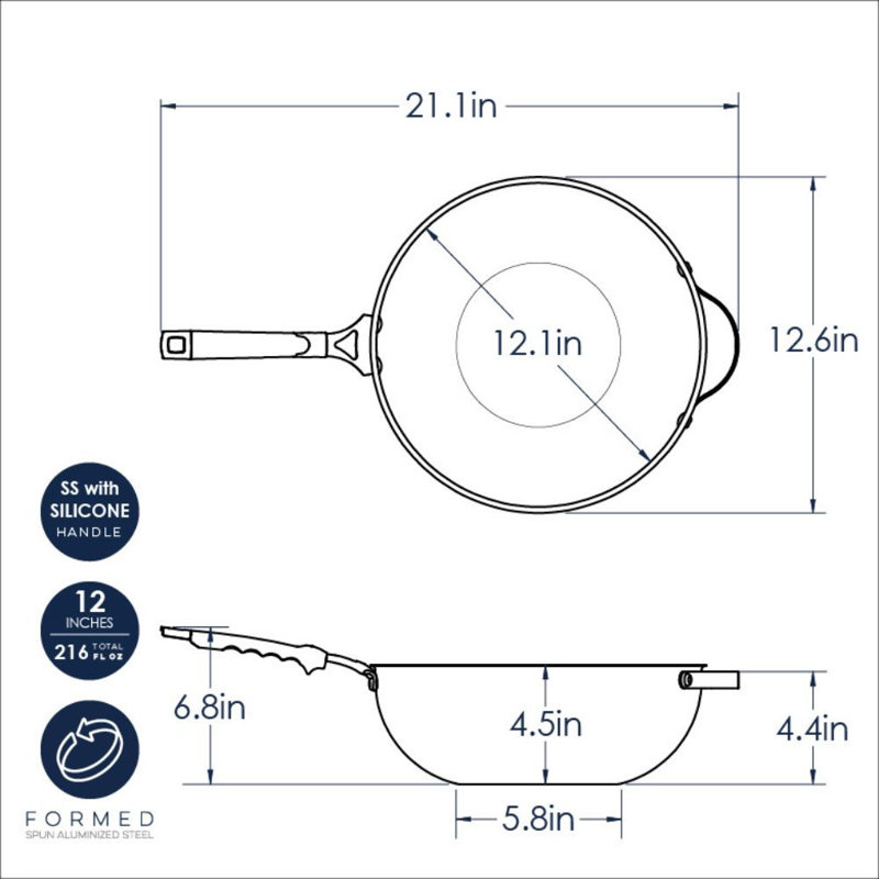 Wok en aluminium 6,63 po antiadhésif Verde