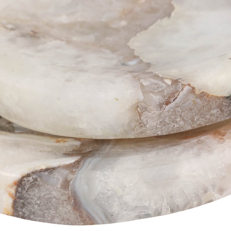 Plateaux décoratifs en pierre d'agate pour centre de table - Organisateur d'entrée pour table basse ou table à manger - Lot de 2, 28 cm x 20 cm, ivoire et gris