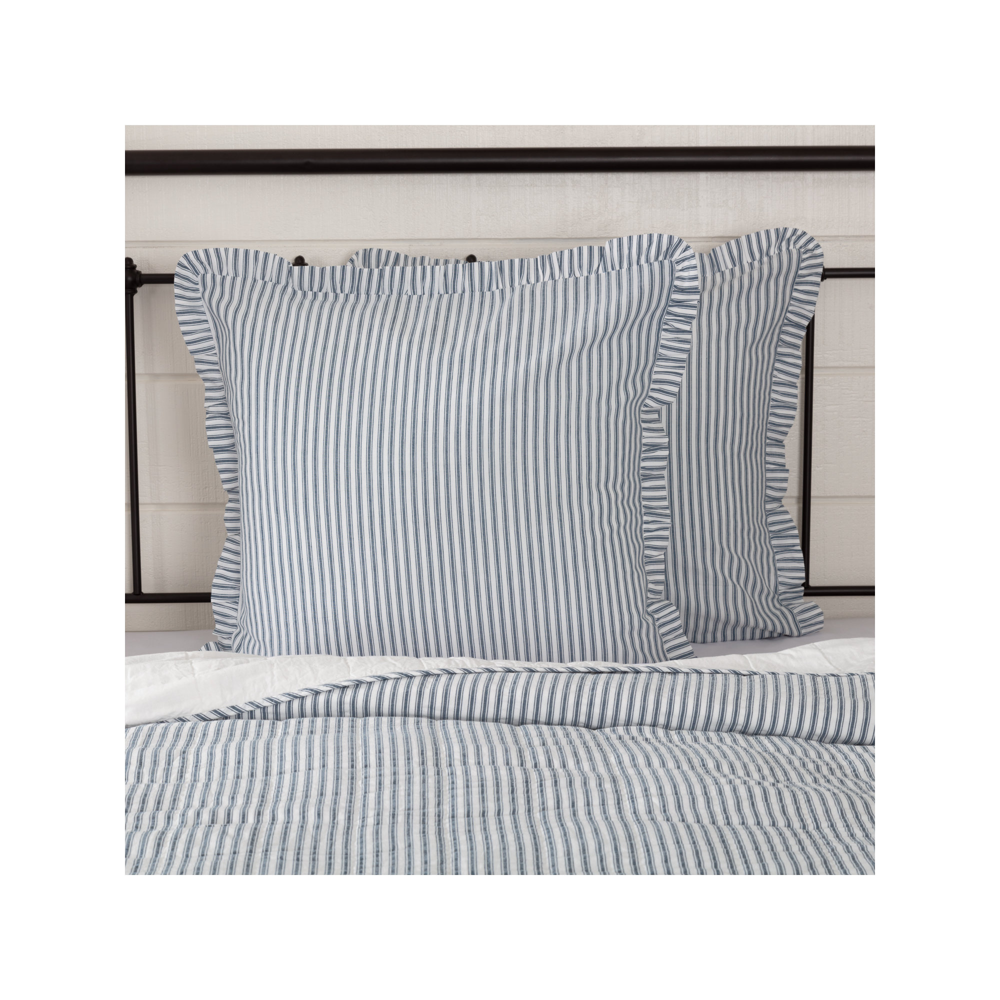 Cotton Sham Set, Denim Blue/Soft White