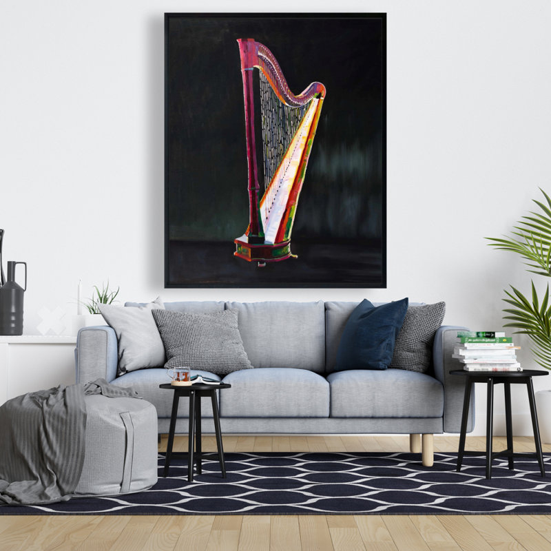 Colorful Realistic Harp 2 Print On Canvas