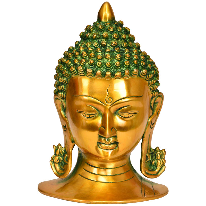 Tête de bouddha murale en laiton 8 po - méditation artisanale artisanale