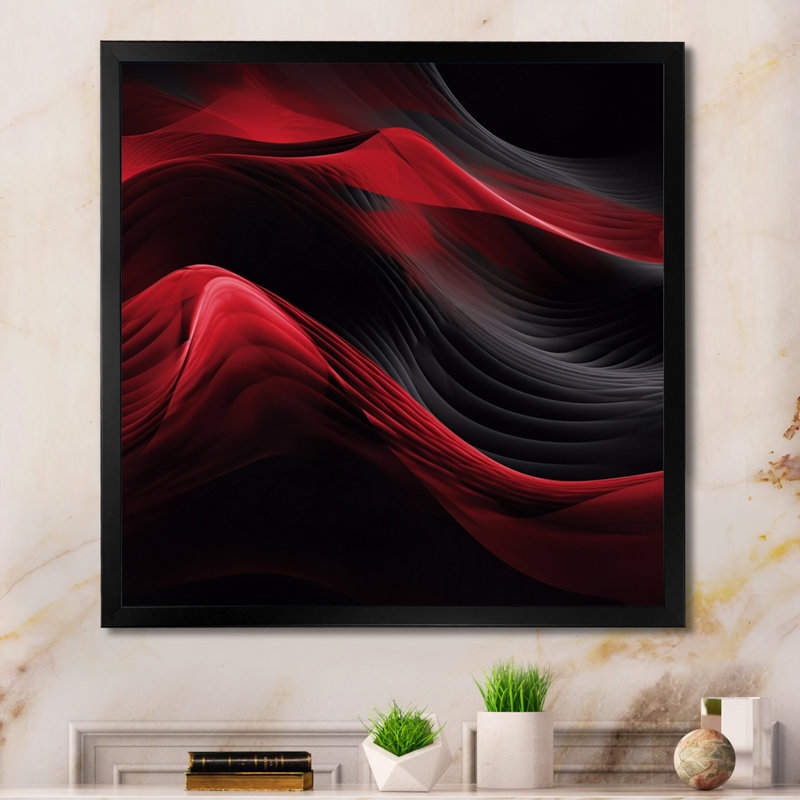 Abstrait contemplatif rouge et noir - impression, Cadre photo noir, H 16 po x l 16 po x P 1 po