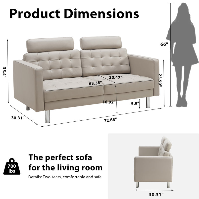 Mugisha 30.31'' Upholstered Loveseat, Light Gray