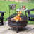Banesa Round Wood-Burning Bronze Finish Steel Fire Pit Bowl with Spark Screen and Poker-2019967054