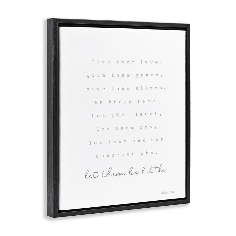 «Let Them Be Little», art mural encadré flottant par Susan Ball, Cadre flottant noir de jais, H 21 po x l 17 po