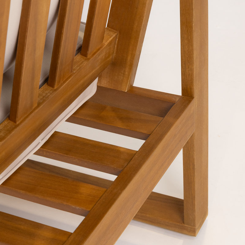 Ensemble de 2 chaises longues d'extérieur en bois avec coussins texturés résistants à l'eau et sièges profonds Loomera