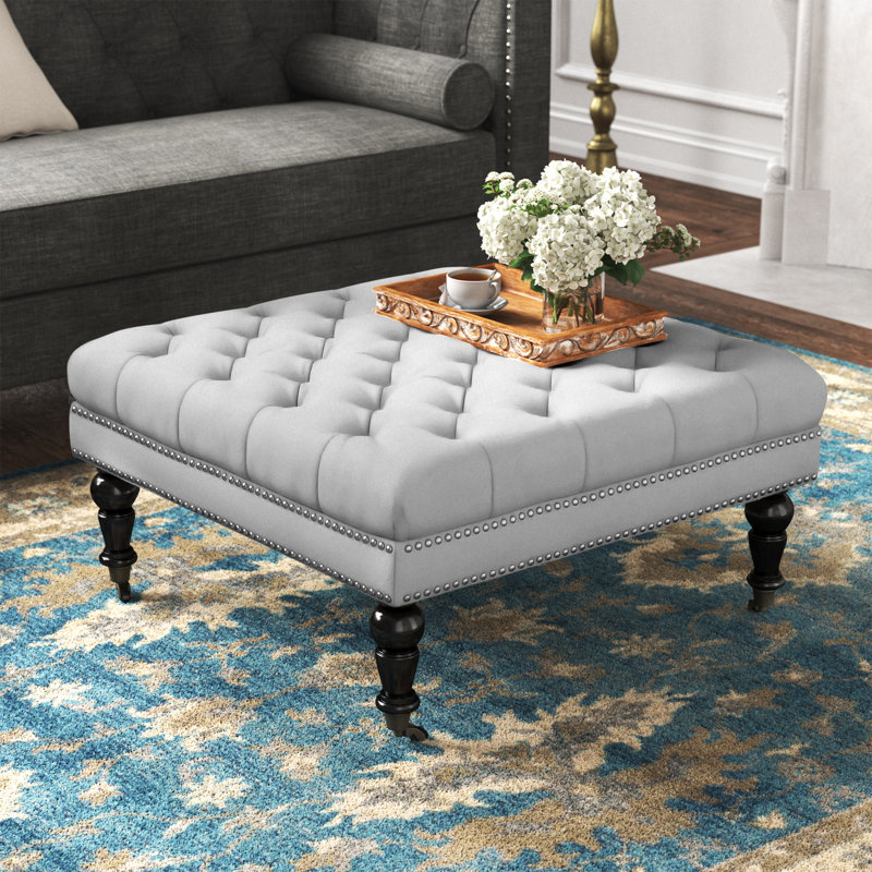 Repose-pieds de cocktail Inwood, Velours gris velours