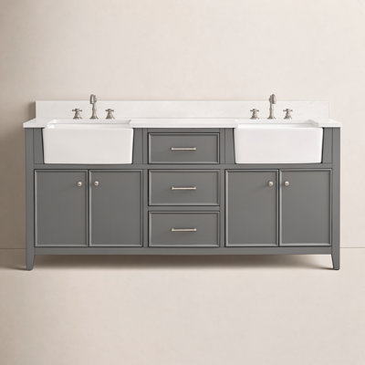 Aisa 72" Pine Double Bathroom Vanity