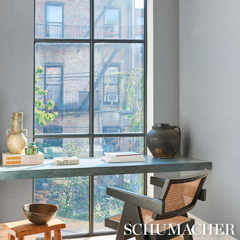 Horizon Grasscloth Vinyl Wallpaper, Light Blue