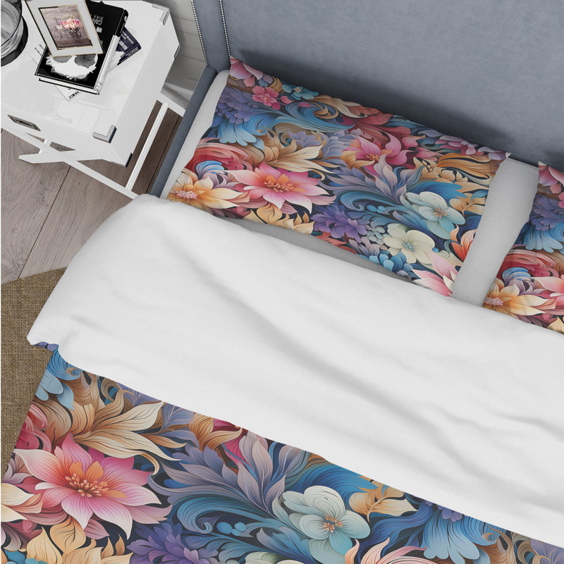Literie en marbre motif cachemire enchanté I, Housse de couette pour très grand lit et 2 très