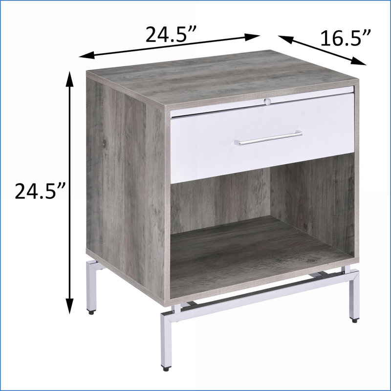 Chêne gris patiné Table basse blanche avec tiroir et plateau coulissant pour le confort du salon
