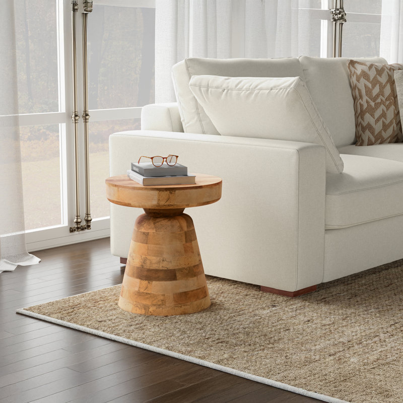 Robbie 16"W Solid Mango Wood Boho Contemporary Rustic End Table with Multipurpose Function, Natural