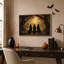«Three Witches in Golden Autumn Forest Under Full Halloween», art mural-1564586067