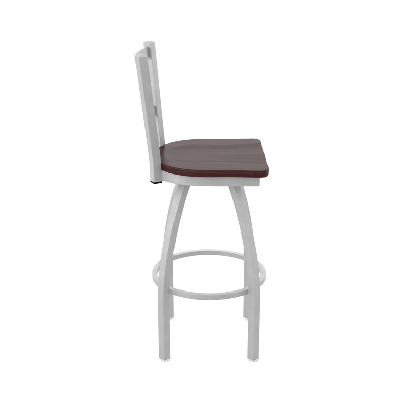 Comptoir, bar et tabouret très grand Contessa, Érable cerisier foncé, Nickel anodisé