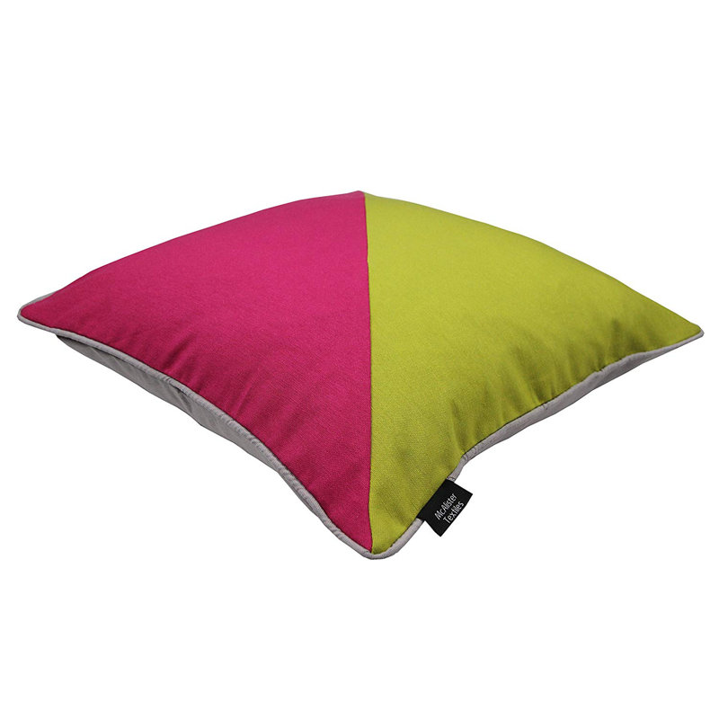 Liana Patchwork Square Cushion, 60 x 60cm, Lime Green/Fuchsia Pink, No fill