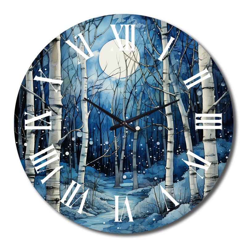 Horloge murale Birch Woods Mystic Moonlight I, Très grand