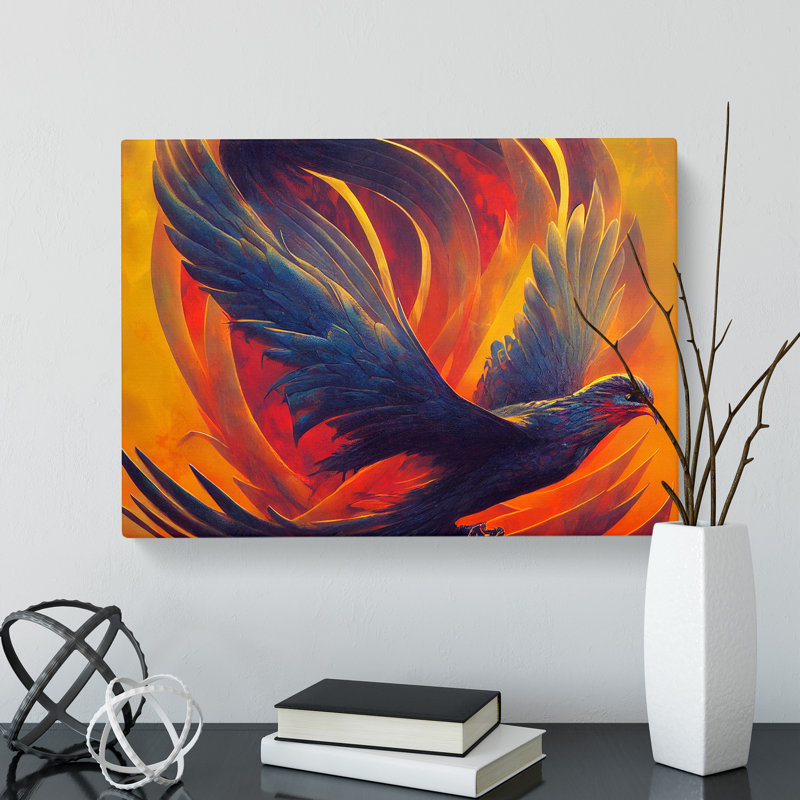 Luminous Phoenix Bird - Wrapped Canvas, 40cm H x 60cm W x 3cm D