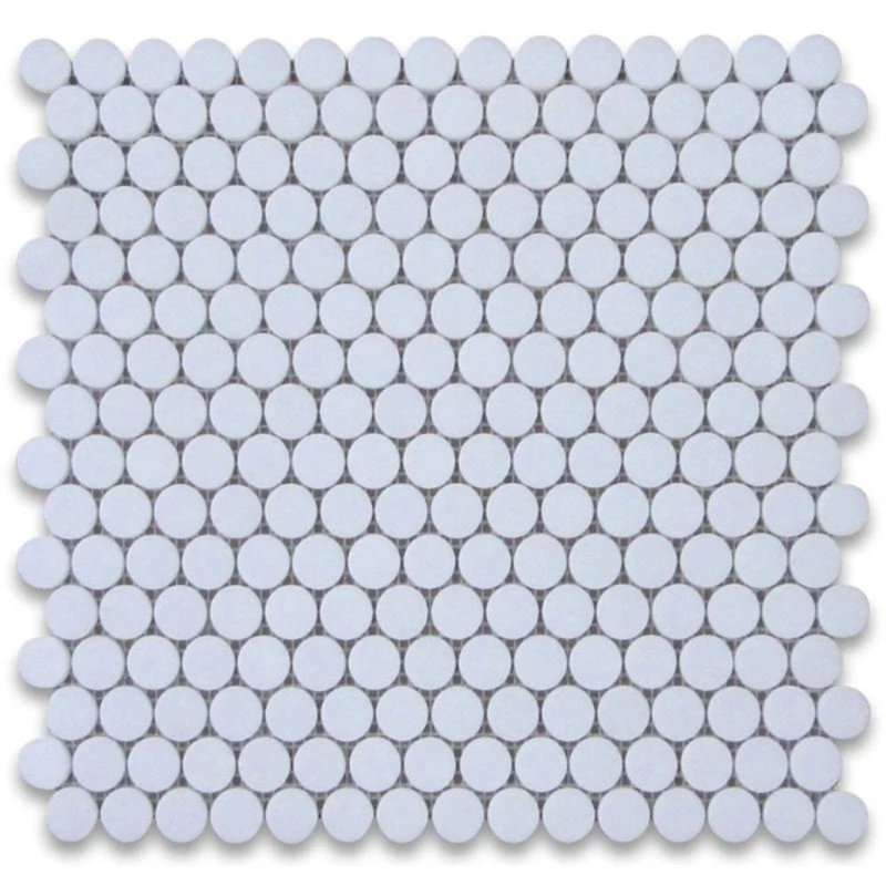 Carreau de mosaïque rond 0,75 "x 0,75", Blanc poli