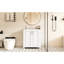 Meuble-lavabo de salle de bain 30 po avec lavabo en céramique, tiroir caché, solution de rangement polyvalente, tableau de haute qualité, charnière de porte, armoire autoportante de style pastoral, espace généreux, fermeture en douceur réglable