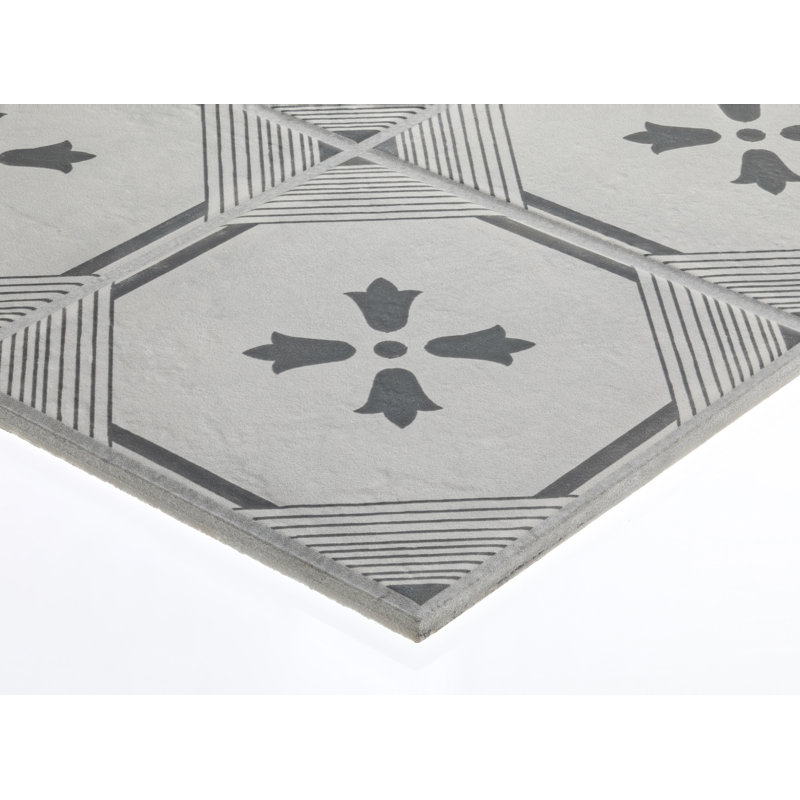 Palazzo 12" x 24" Porcelain Wall & Floor Tile, Castle Graphite Dynasty