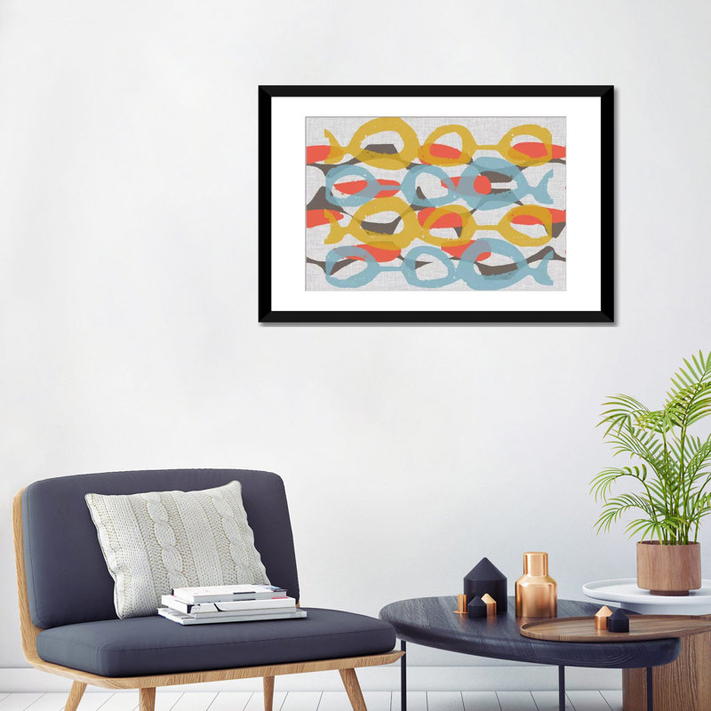 «Mid Century Pattern I» par Jennifer Goldberger, reproduction sur toile tendue sur châssis, H 24 po x l 32 po x P 1 po, Blanc