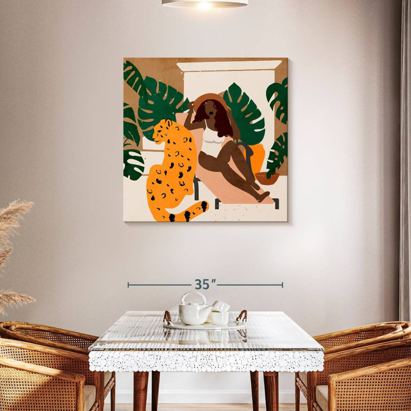 Crowle Leopard And Woman In Swimsuit, H 36 po x l 36 po