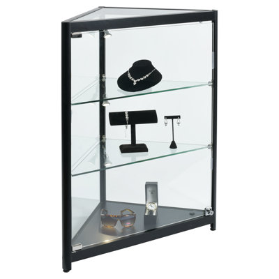 Vitrine de coin noire 38 po avec projecteurs à DEL H 38 po | Entièrement assemblée