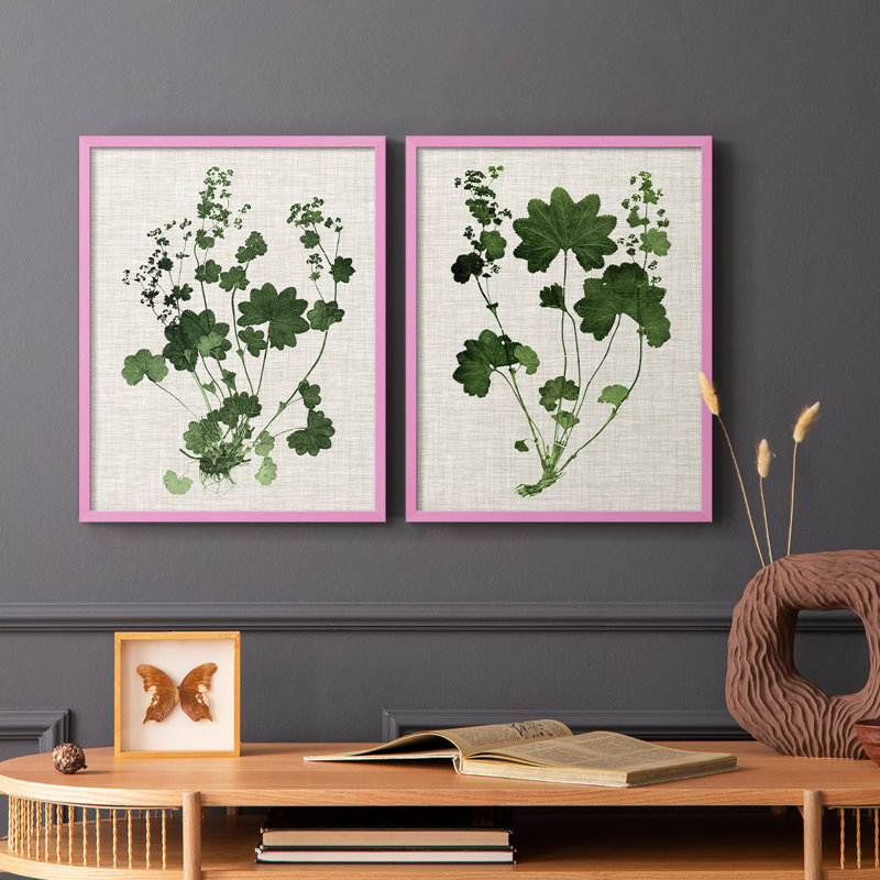«Forest Foliage on Linen III», reproduction encadrée de qualité supérieure - prête à être accrochée - aucun clou requis - aucun clou requis