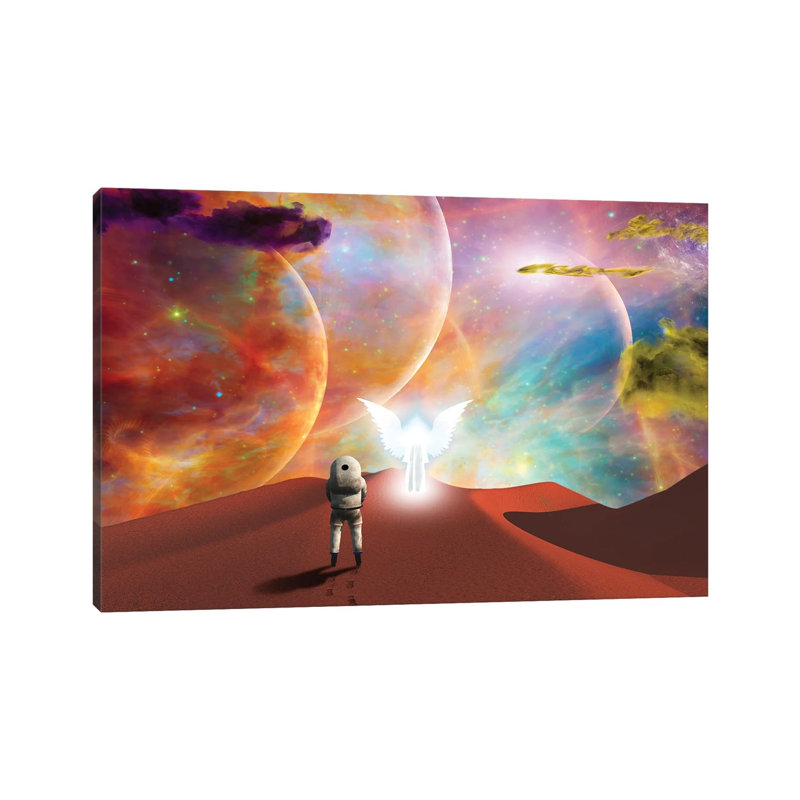 Astronaut Meeting with the Angel 1 Piece Wrapped Canvas Wall Art, 66.04 cm H x 45.72 cm W x 1.91 cm D