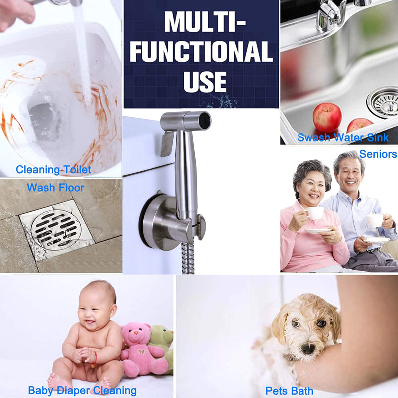 Siège de bidet allongé à la main, Nickel brossé