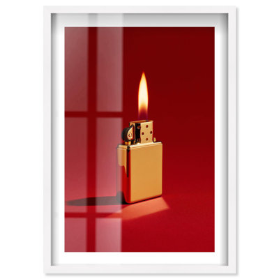 Décoration murale Ruby Flame II Shadowbox Print par Notoriart, cadre blanc, 17 x 25