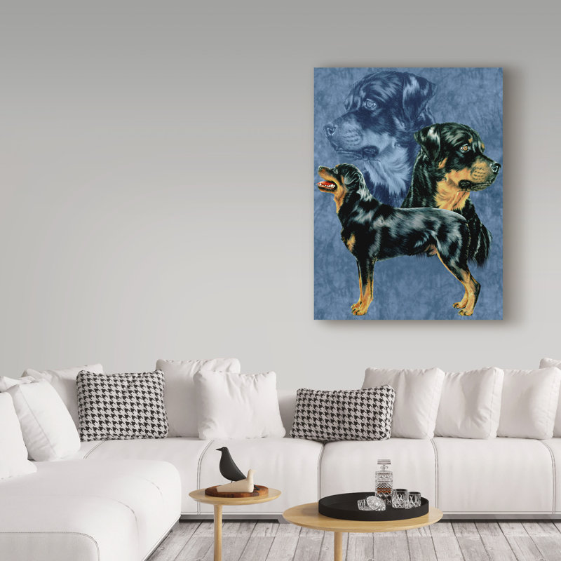 Adelphi «Rottweiler», reproduction de peinture à l'huile sur toile tendue, H 32 po x l 24 po