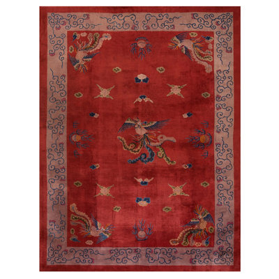 Antique Art Deco Chinese Allover Medallion Knotted Rug