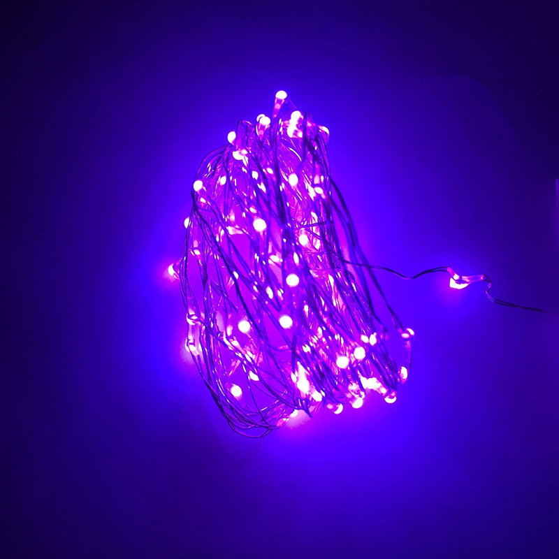 Guirlande de lumières scintillantes à DEL de 16,4 pieds de long avec 100 ampoules Lesera (ensemble de 2), Mauve