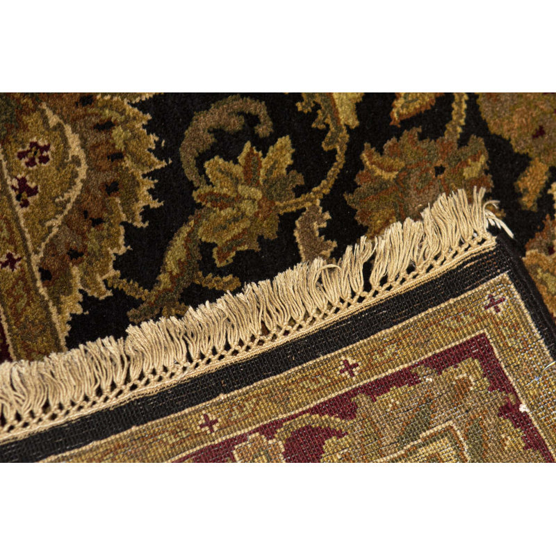 Tapis noir et rouge de haute qualité noué à la main