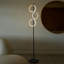 Saturn 66 in. Modern LED Floor Lamp with 3 Ring Lights, Black Finish, and Built-In 3-Way Touch Dimming-70928624