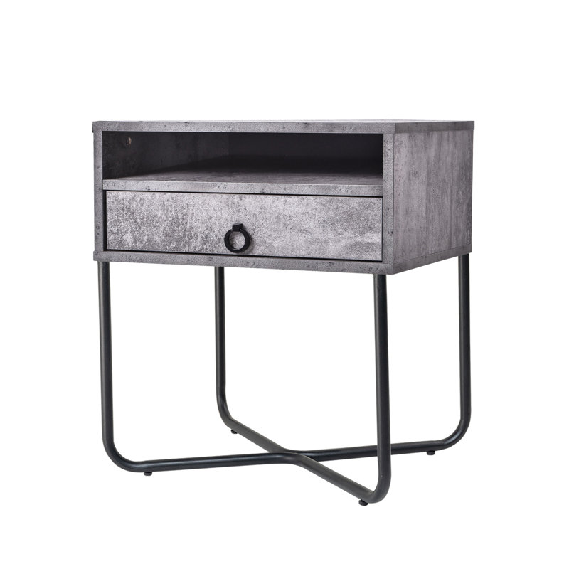 Hommer 50.2cm W Manufactured Wood Bedside Table, Iron Slate