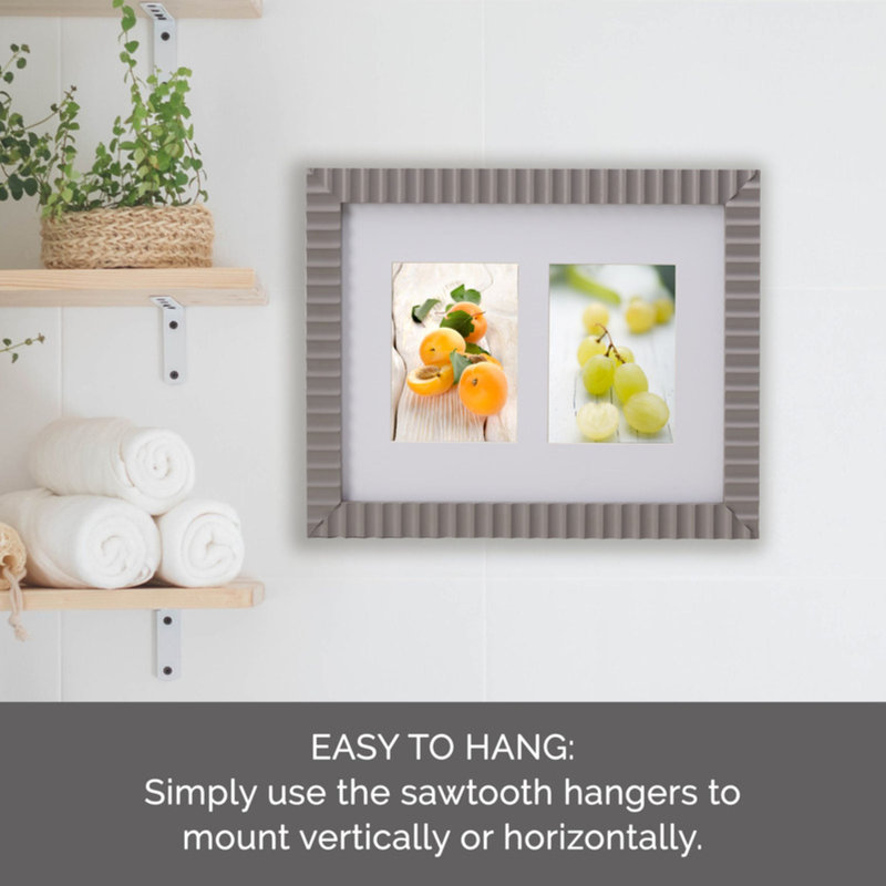 Mikasa Rippled  2-Opening Picture Frame, Holds Two 5x7 Inch Photos