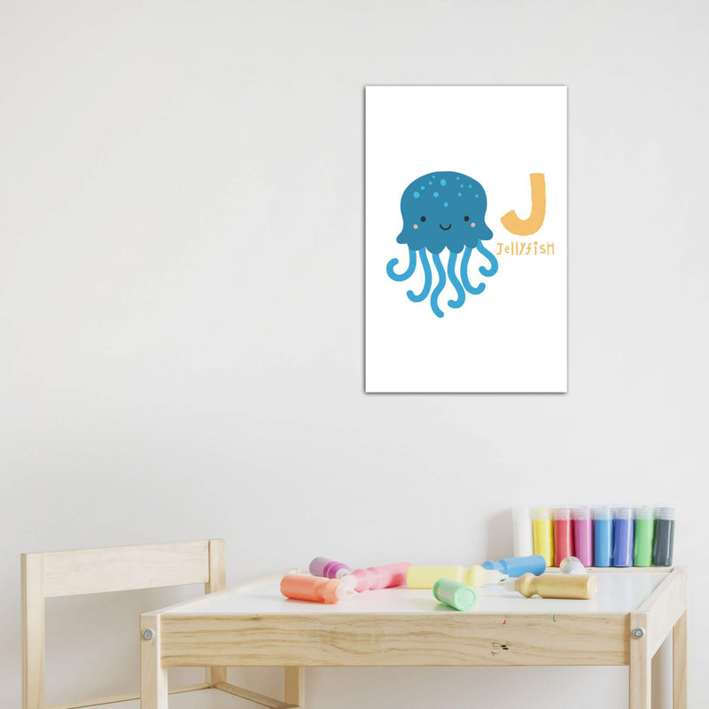 Animal Alphabet J - impression d'art graphique, H 12 po x l 8 po x P 0,75 po, Toile tendue, Pas de tapis