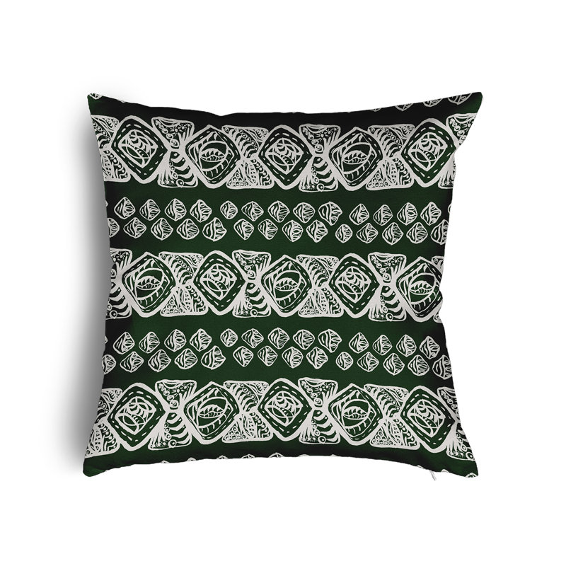 Overkamp Geometric Square Cushion, 60cm H x 60cm W x 15cm D, Green