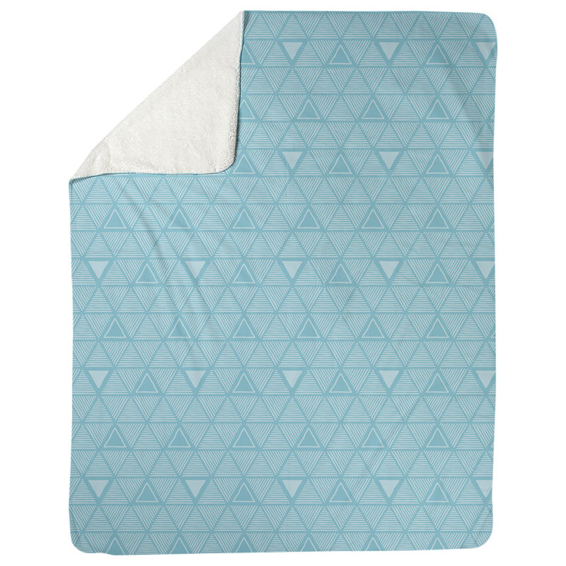 Couverture polairee triangles à la main, l 50 po x L 60 po, Bleu sarcelle