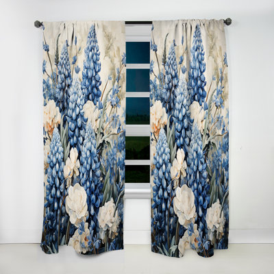 Giolla - Rideau obscurcissant floral bleu Bonnets - 1 panneau