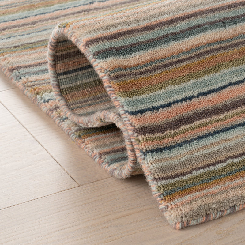 Brindle Stripe Hand Loom Knotted Wool Rug, Runner 2'6" x 8'