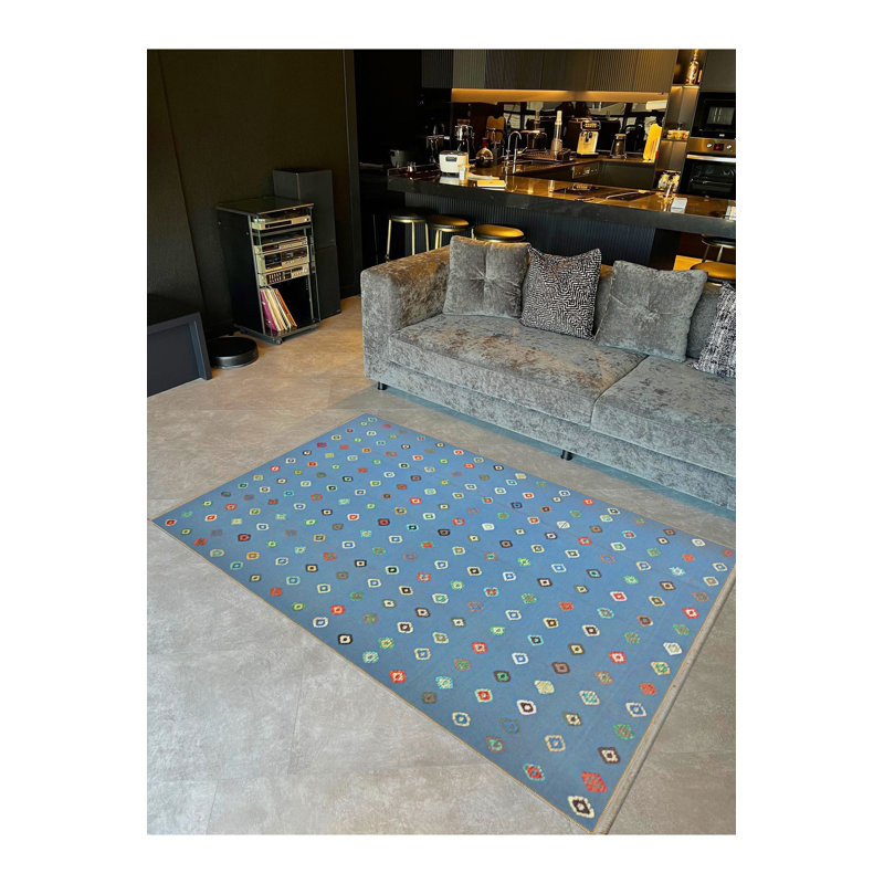 Washable  Multicolor Dotted Details Patterned Modern Decorative Area Rug, Runner 4'11" x 9'10" Rug Pad Included