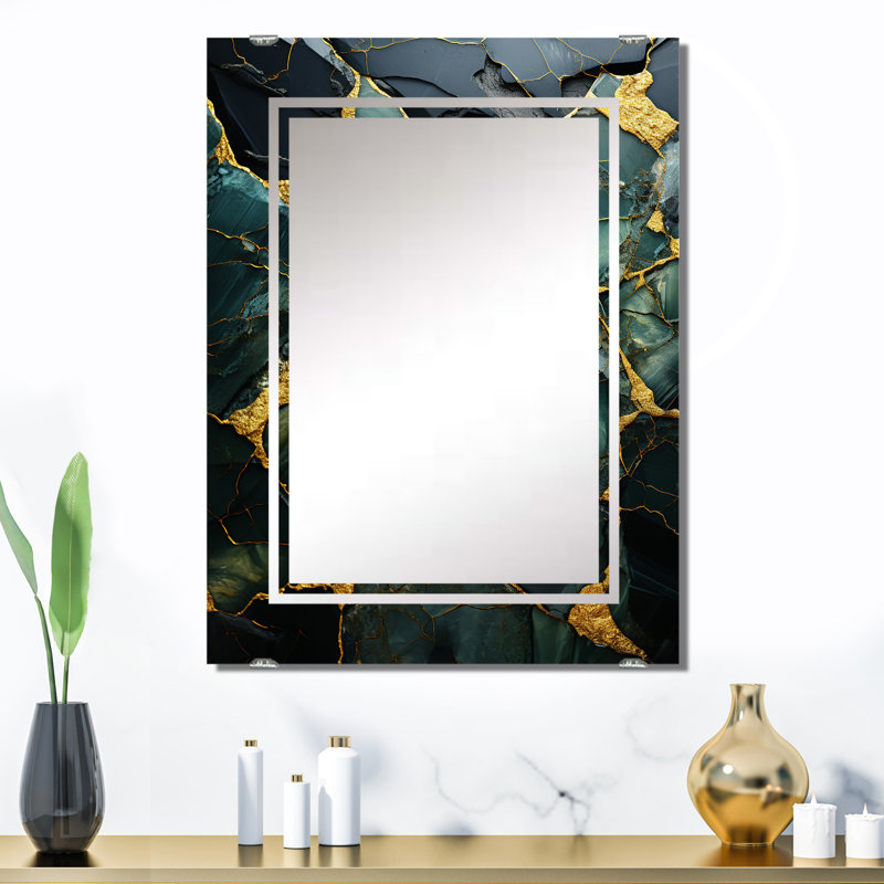 Terflinger - Miroir mural abstrait en marbre, 32 po x 24 po